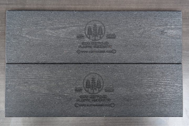 Dark grey recycled plastic lumber board sample