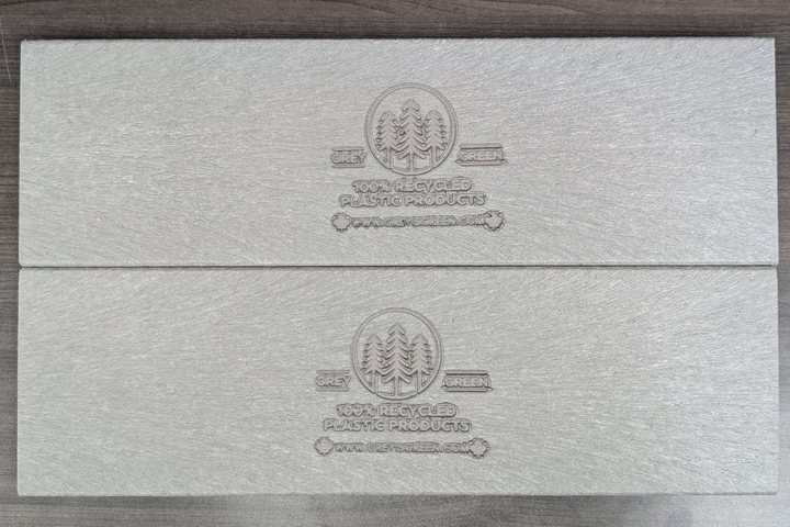 Light grey recycled plastic lumber board sample