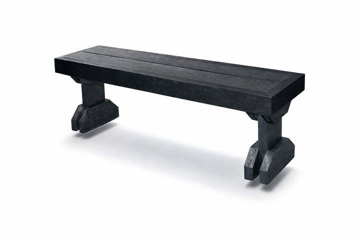 A recycled plastic bench